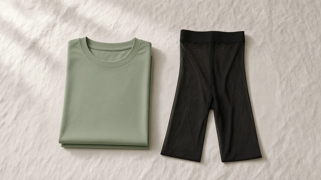 Folded soft sage jersey tee on linen, the everyday knit lyocell is sold as
