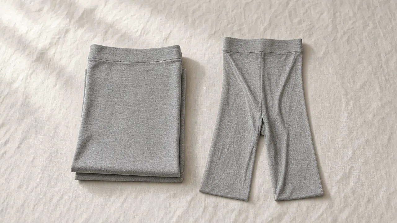 Folded heather grey soft knit laid flat on linen