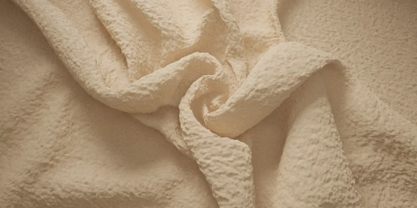 Close up of polar fleece, the fluffy polyester fabric used in jackets